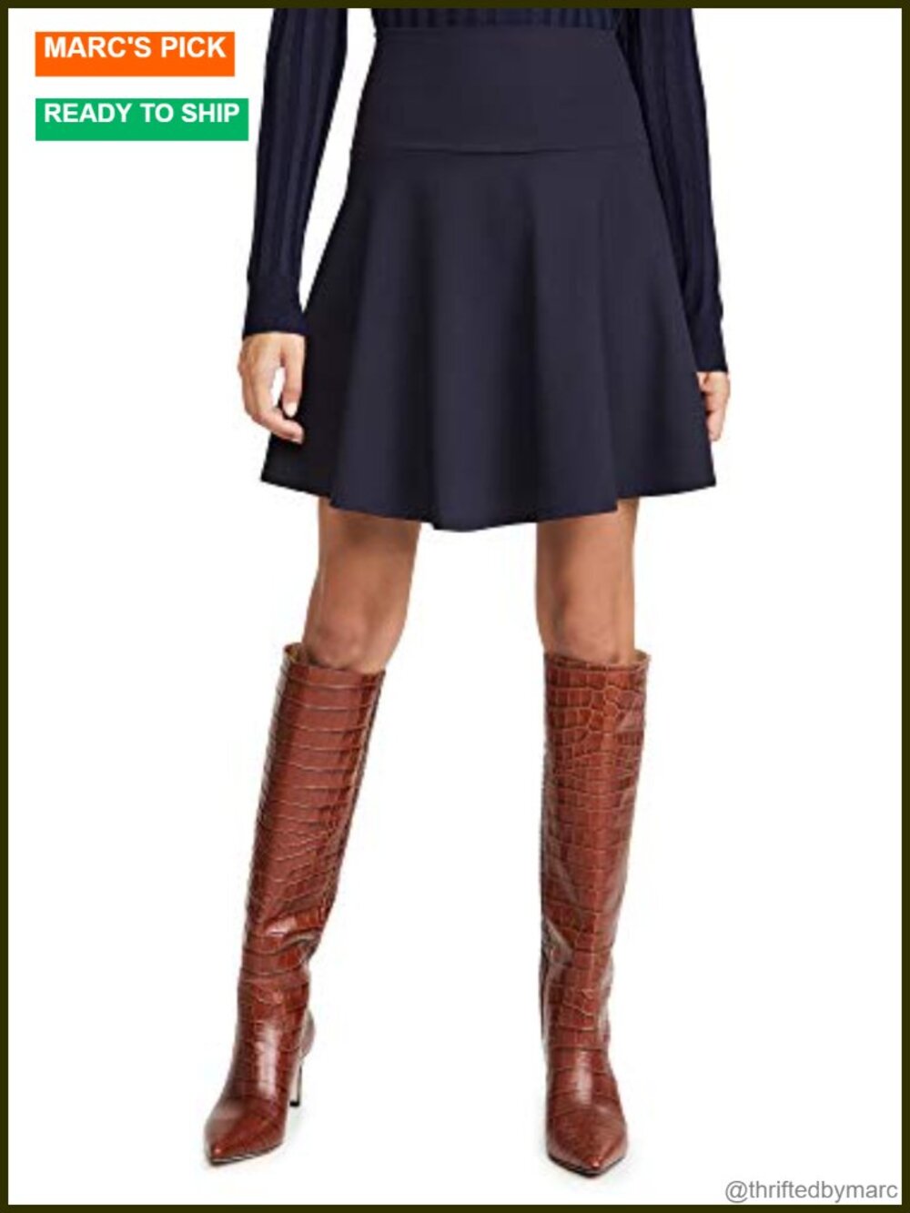 Women's Supplex High Waist Flare Skirt Jersey Pull-On Mini